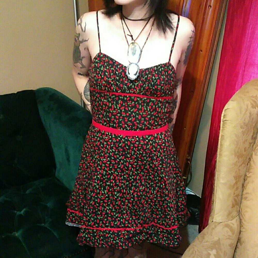 Pin up-esque Cherry pattern dress. Size3